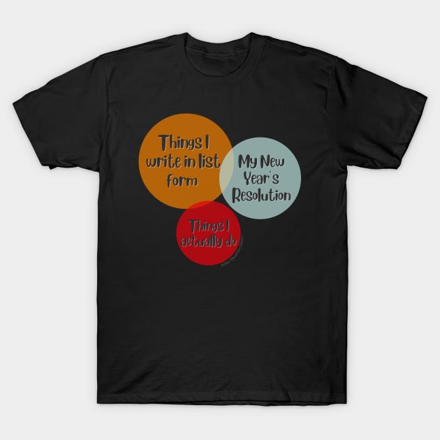 Venn Diagram Things I write in list from vs. My New Year’s Resolutions T-Shirt by Jean-Claude Venn-Diagram